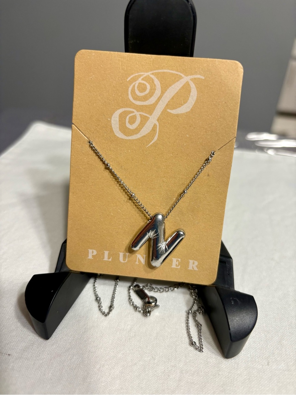Plunder Silver-tone 'N' Bubble Initial Pendant Necklace